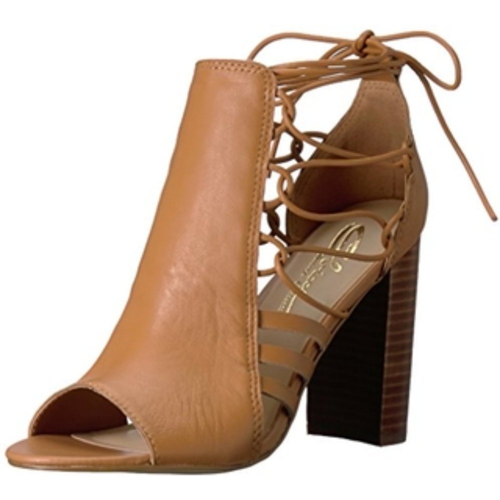 SBICCA Adette Ankle Wrap Open Toe Sandals Size 10 Tan Leather Brand New